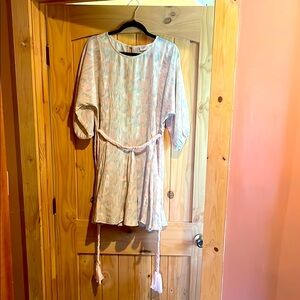 Pastel Patterned Dress with Belt